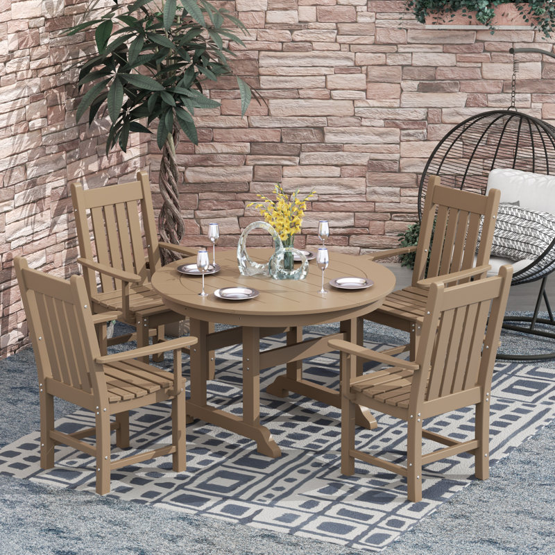 Laguna 4 - Person Patio Dining Set with Round Table, Weathered Wood