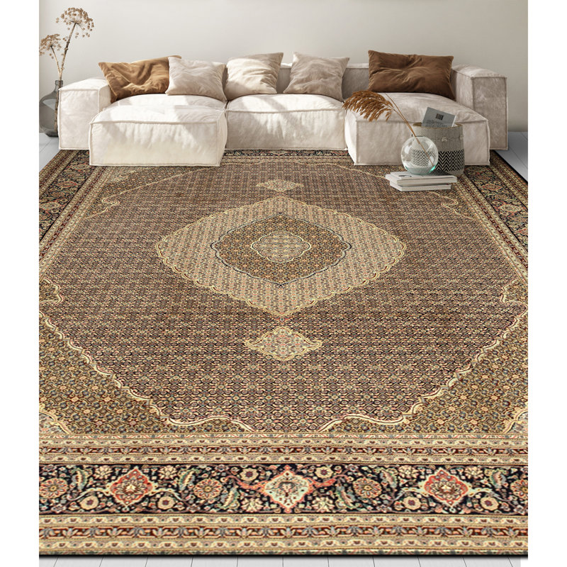 Tapis rectangulaire en laine noué à la main