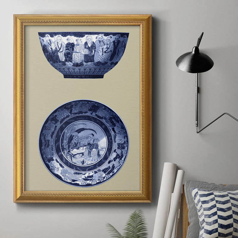 Porcelaine en bleu et blanc II - reproduction d'art sur toile, H 20 po x l 16 po