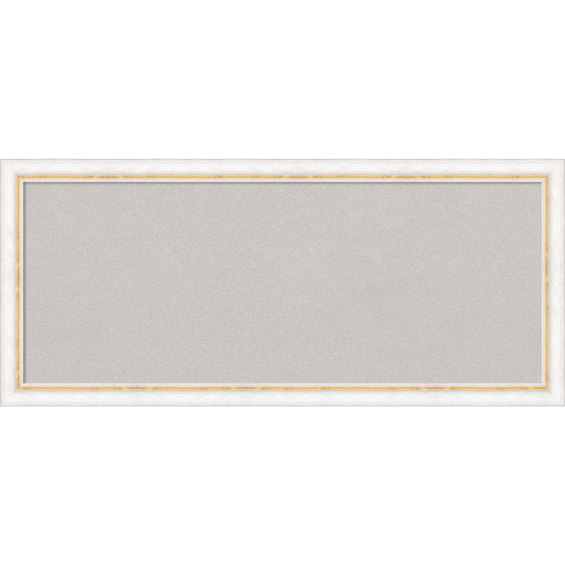 Amanti Art No Cork Wood Bulletin Board, White/Gold, 18" x 26"