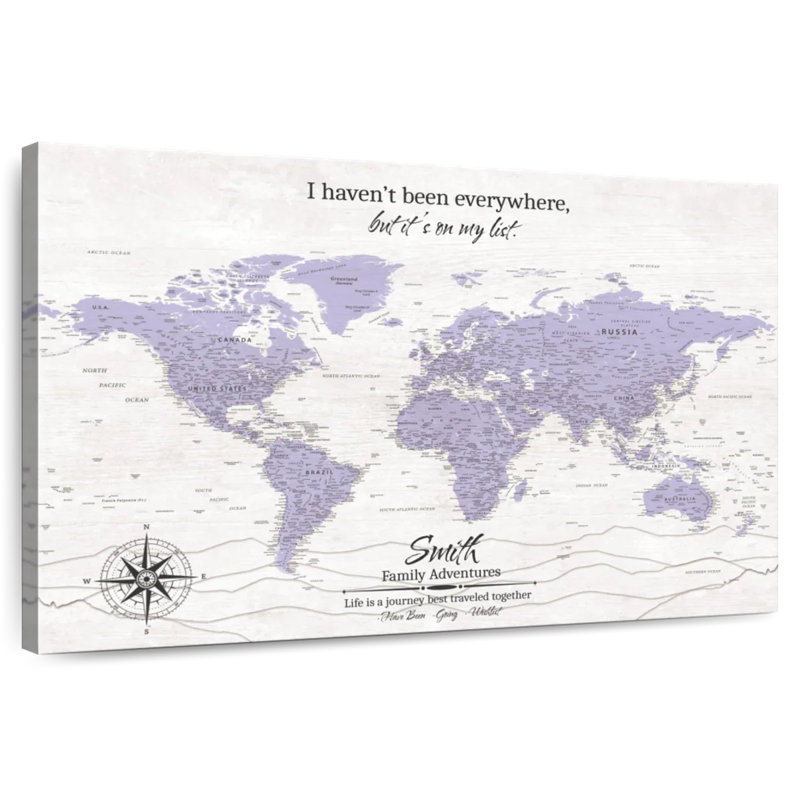 Carte du monde personnalisée «On My List I Push Pin», Oui, H 8 po x l 12 po