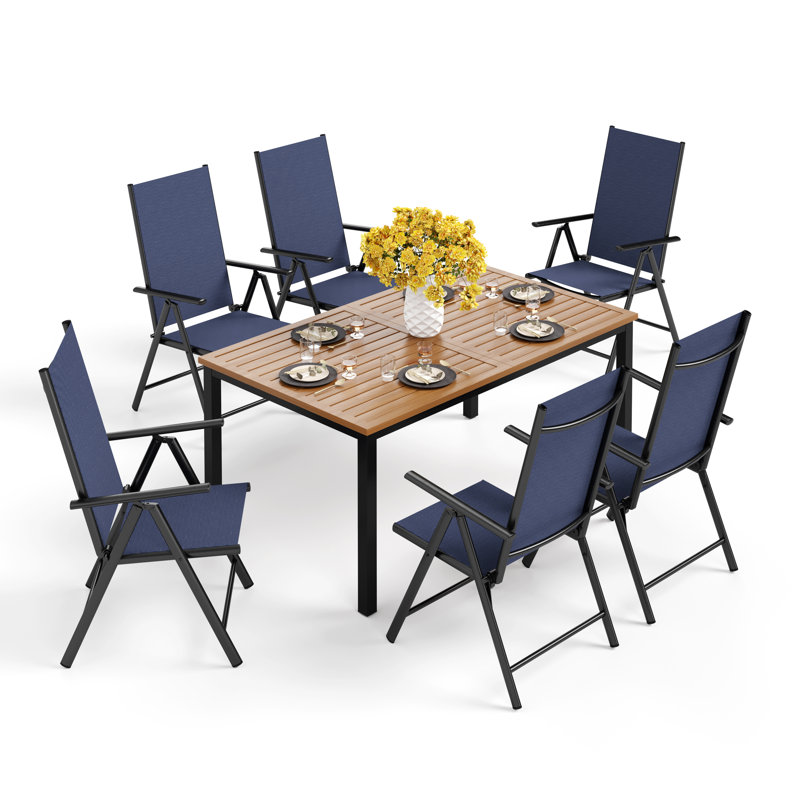 Ensemble de salle à manger rectangulaire pour 6 personnes 64 po Salem, Bleu