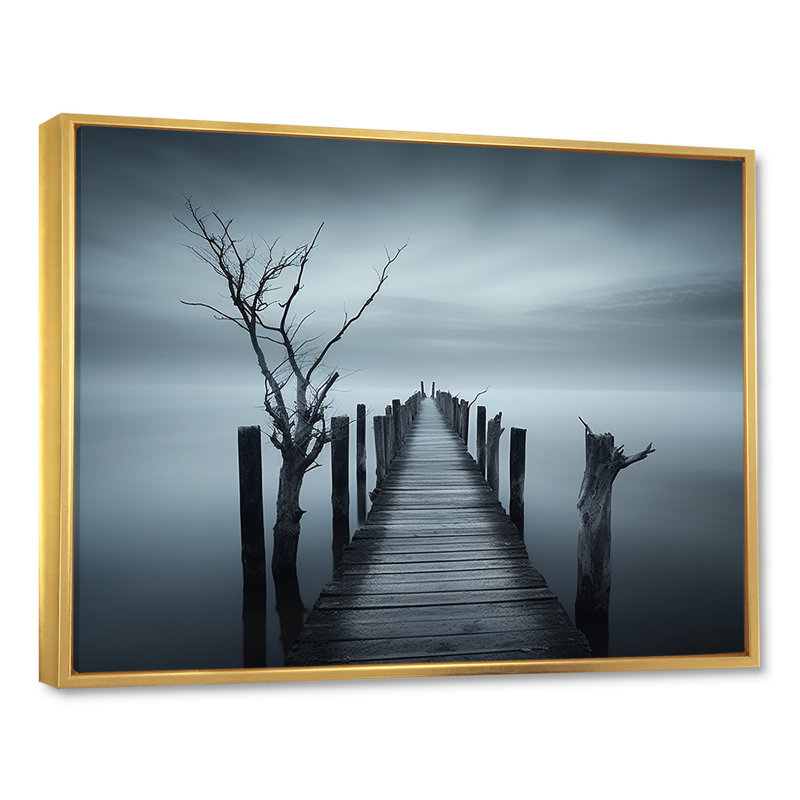 Rayfield - plage et océan, art mural sur toile, H 16 po x l 32 po x P 1 po, Cadre flottant doré