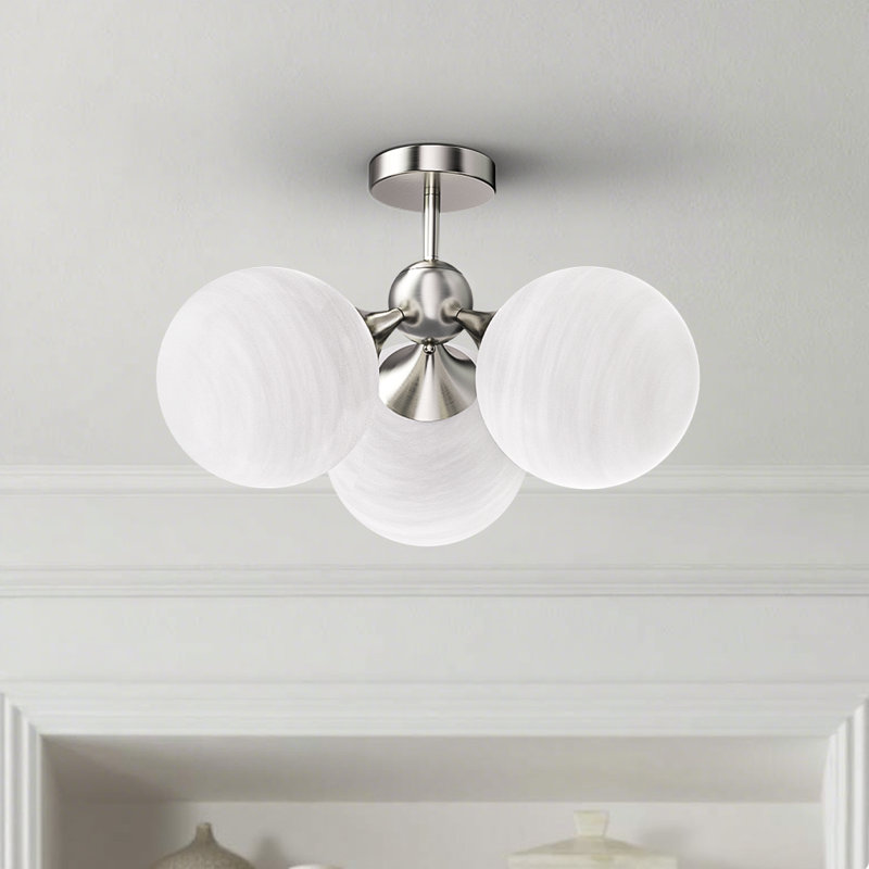 Lio 21" W 3-Light Dimmable Semi Flush Mount , Brushed Nickel