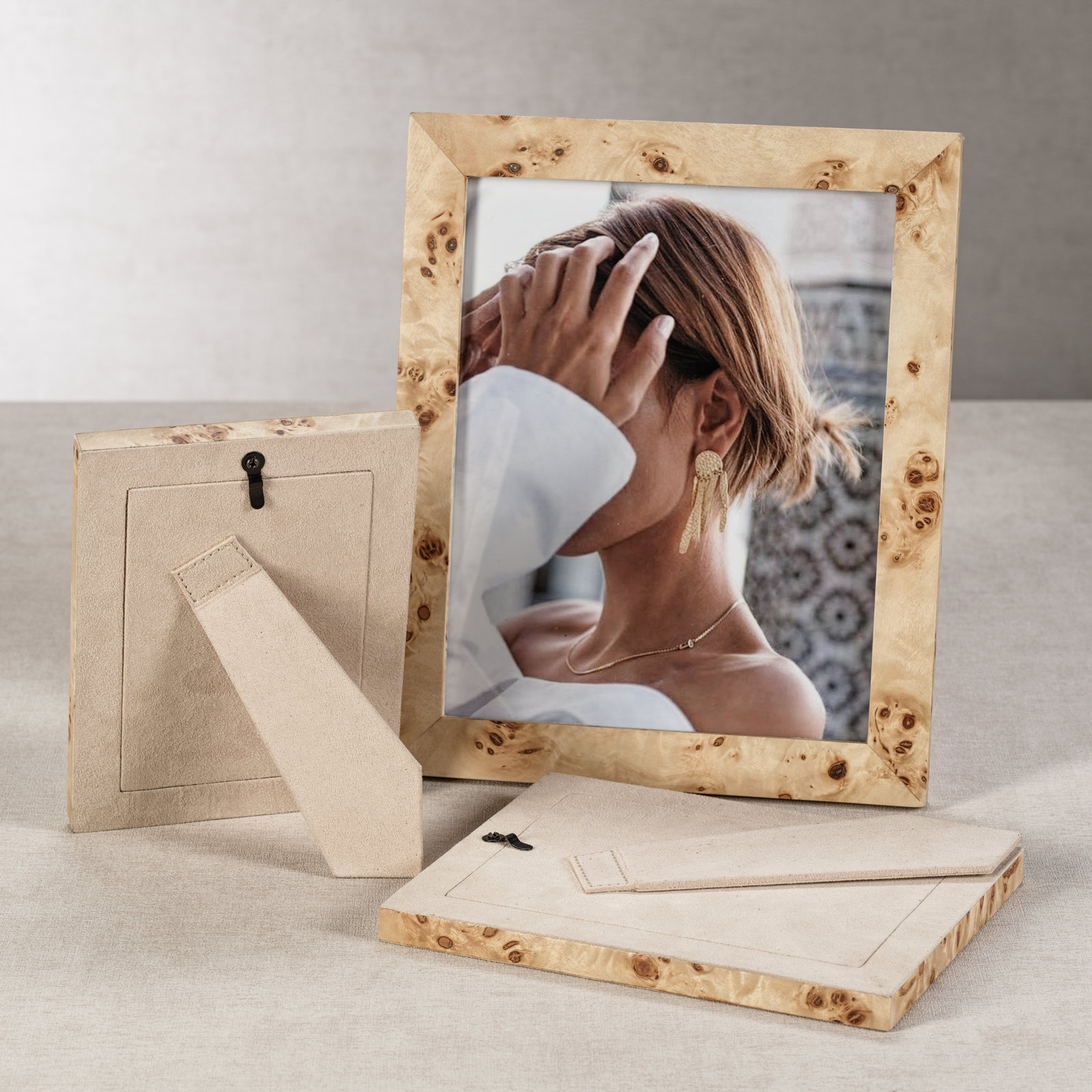 Monterey Tan Burl Veneer/ MDF Abstract Graining Picture Frame, 4" W x 6" H