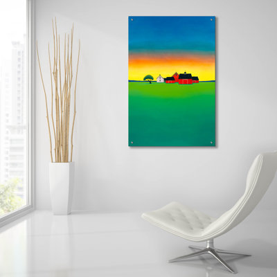 Art mural épique «Teal Sky Red Barn» par Michael Fratrich, 24 po x 36 po