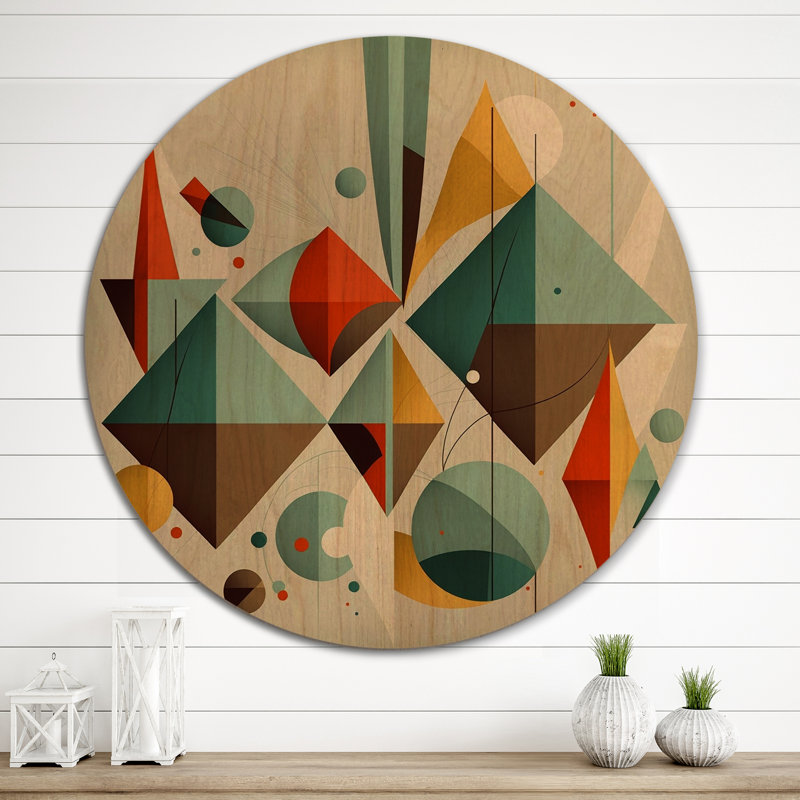 Dimensions murales de style Mid-Century rétro III - Modern Midcentury Wood - bois de pin naturel, H 23 po x l 23 po x P 1 po