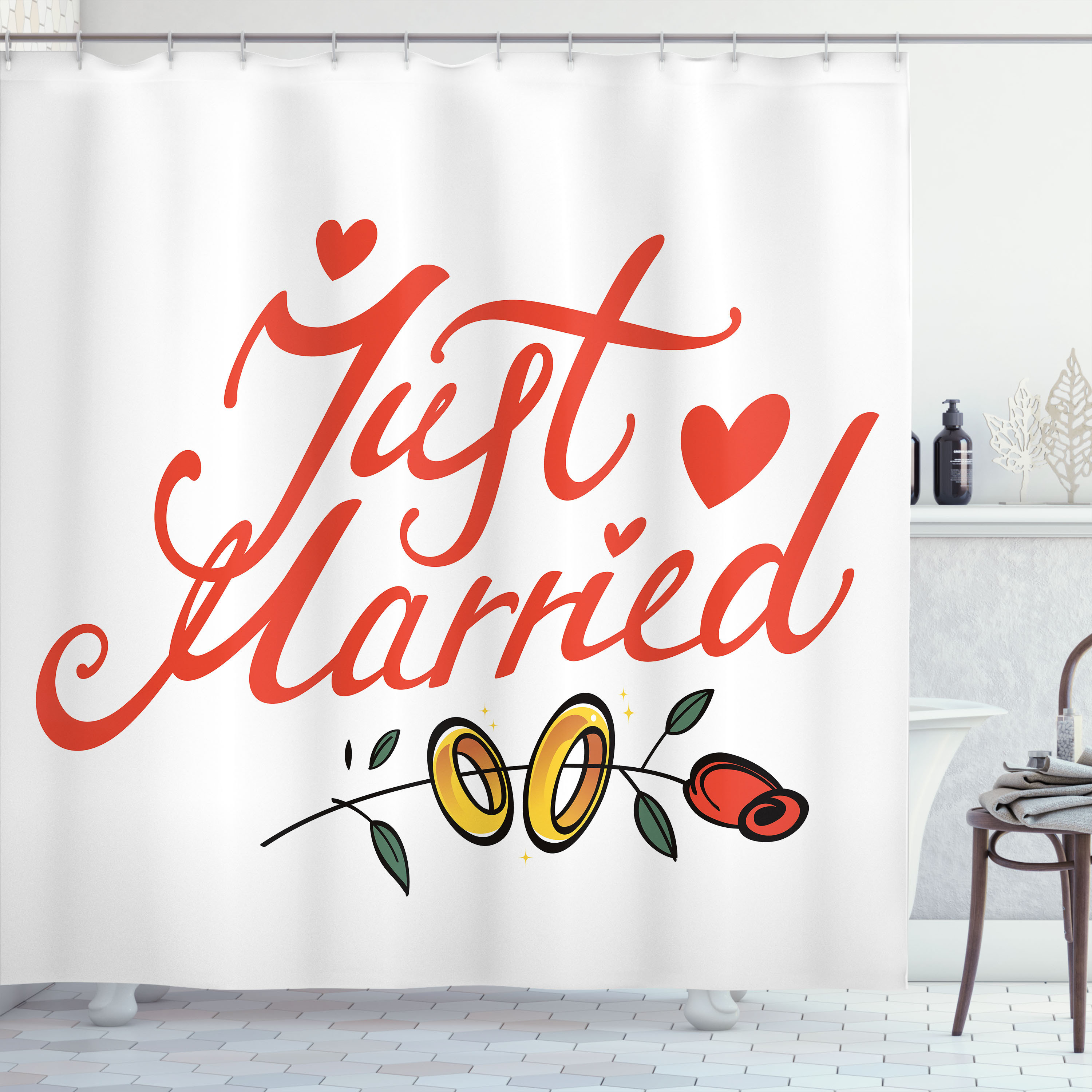 East Urban Home Summerville Wedding Shower Curtain Just Married Rose