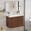 Meuble-lavabo mural en noyer avec lavabo-116677105