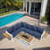 Ensemble de canapé modulaire d'extérieur en aluminium 5 pièces avec coussins et foyer