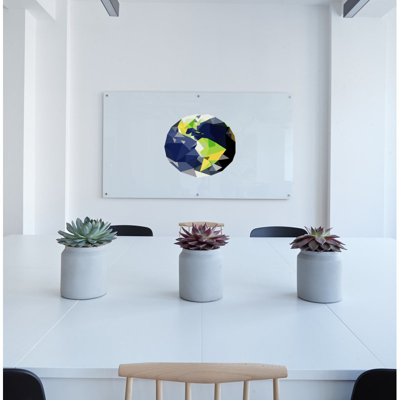 Décalcomanie murale planète terre polygonale, H 10 po x l 10 po