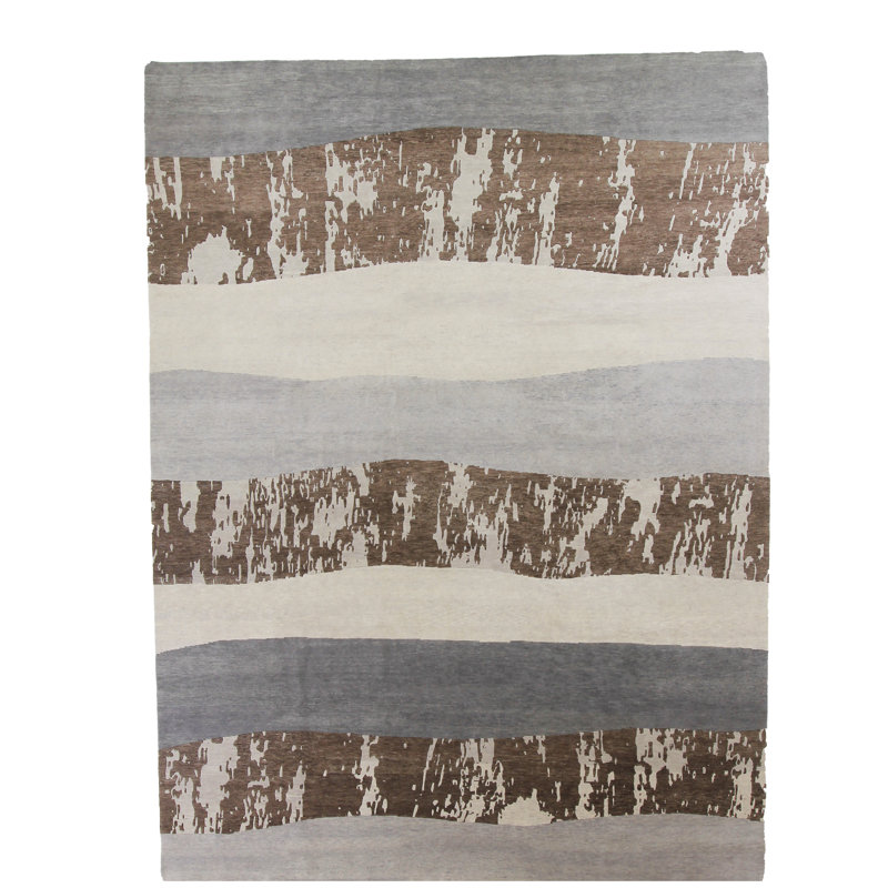Tapis unique brun / gris 9 pi x 12 pi Yvona