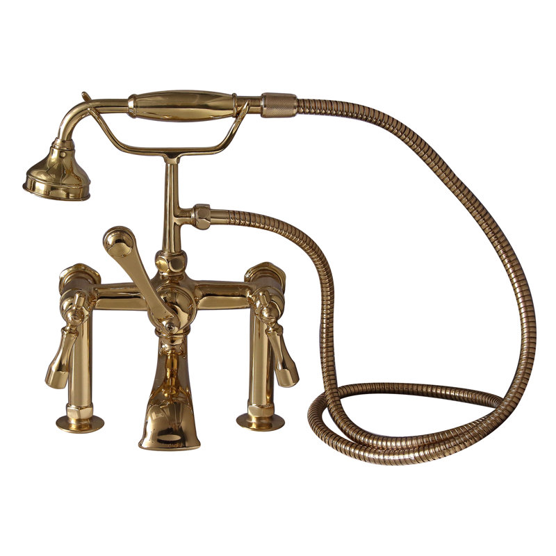 66'' x 30'' Freestanding Soaking Cast Iron Bathtub, Polished Brass