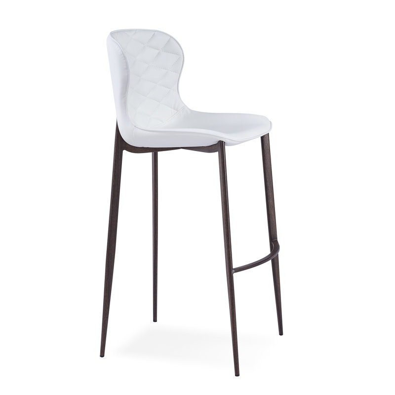 Albert Upholstered Counter Stool, White, Wood Veneer, Counter Stool (24” Seat Height)