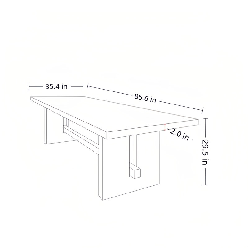 Original Style Rectangular Solid Wood Dining Tables, 29.5"H x 86.6"L x 35.4"W