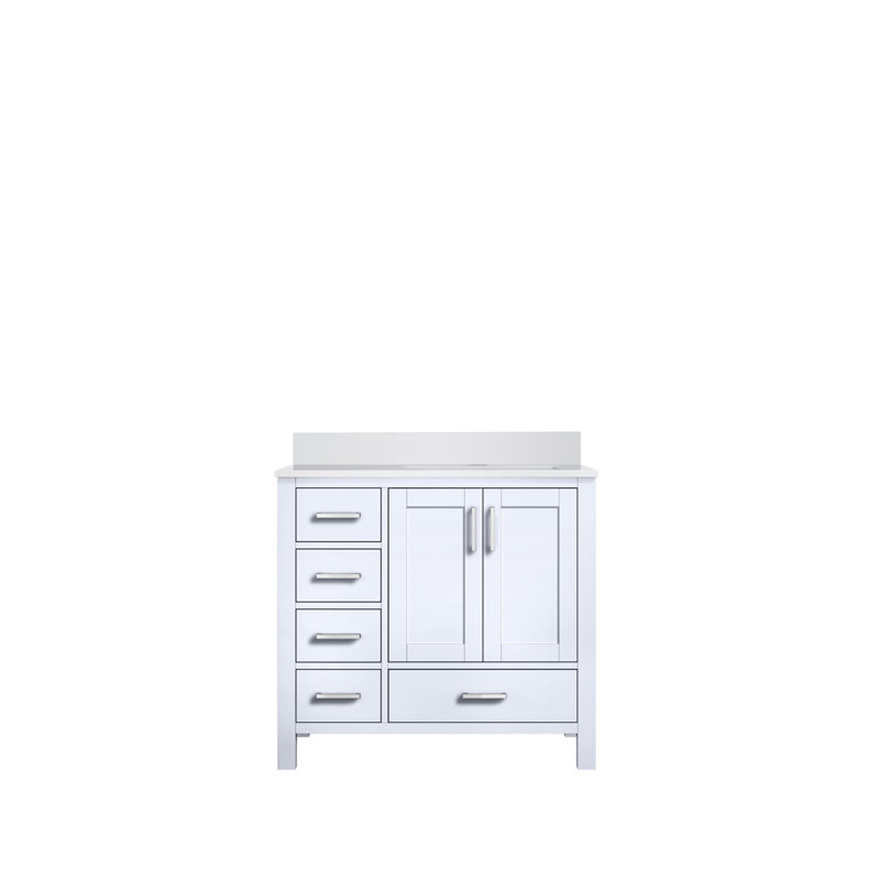 Jacques 36-inch White Quartz Top Single Sink Freestanding Vanity