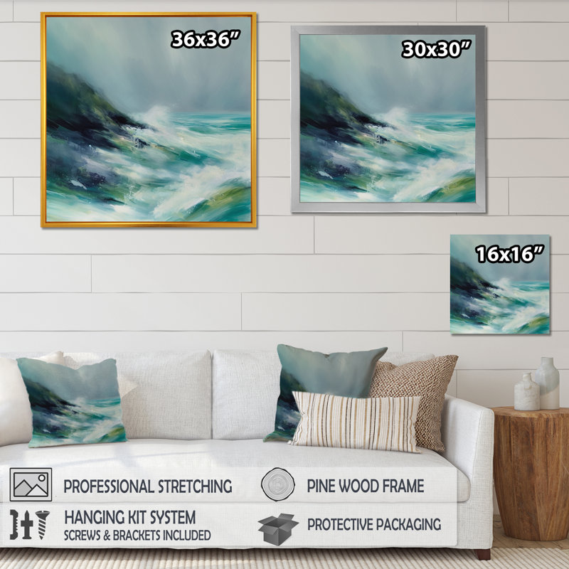 Paysage marin Kinka abstrait II, Cadre photo noir, H 16 po x l 16 po x P 1 po