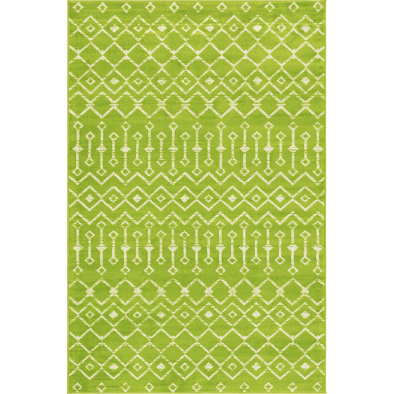 Contemporary Aemtenan Area Rug Moss Color, Rectangle 5' x 8'