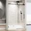 Porte de douche simple coulissante noire matte à fermeture en douceur de 60 po de largeur et de 76 po de hauteur avec verre trempé transparent de 5/16 po (8 mm), quincaillerie en acier inoxydable rouille, revêtement imperméable, tampon pour un mouvement silencieux dans la salle de bain