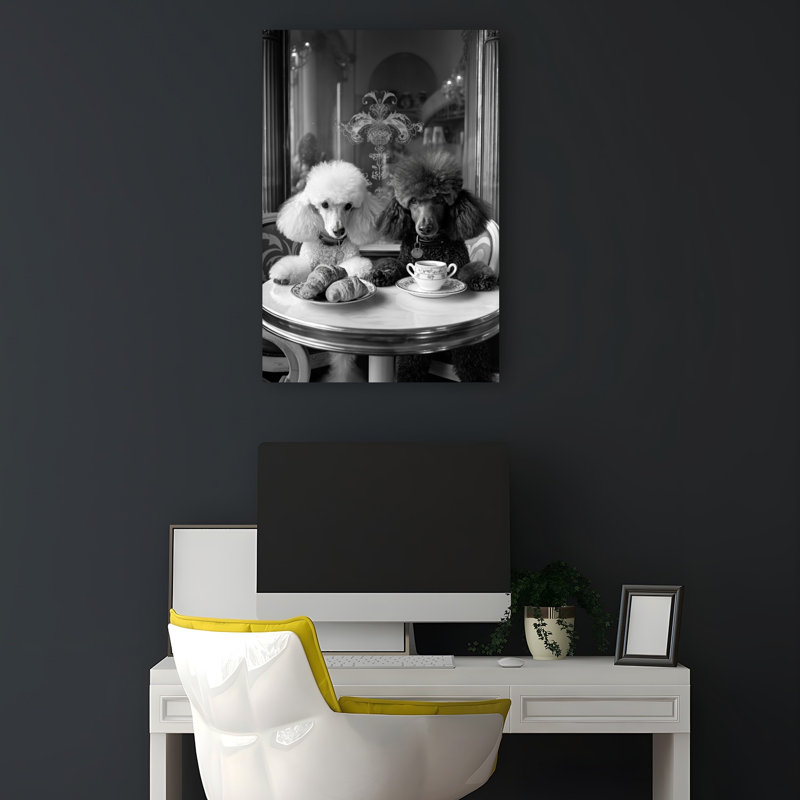 «Chic Poodle Breakfast Classic Vintage Dog», reproduction d'art murale, H 18 po x l 12 po
