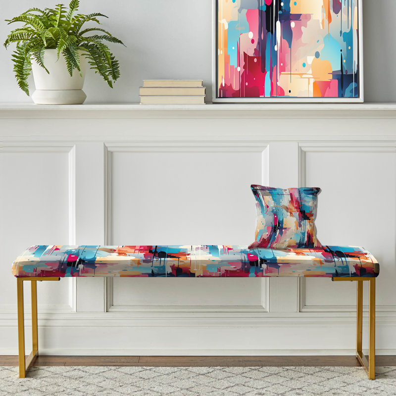 Urban Reflections - Abstract Upholstered Gold Bench