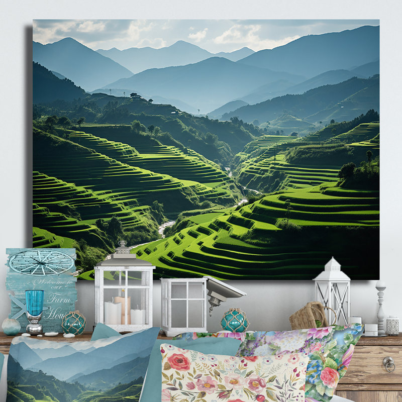 Décoration vietnamienne rizière en terrasse I - Vietnam, H 16 po x l 32 po x P 1 po