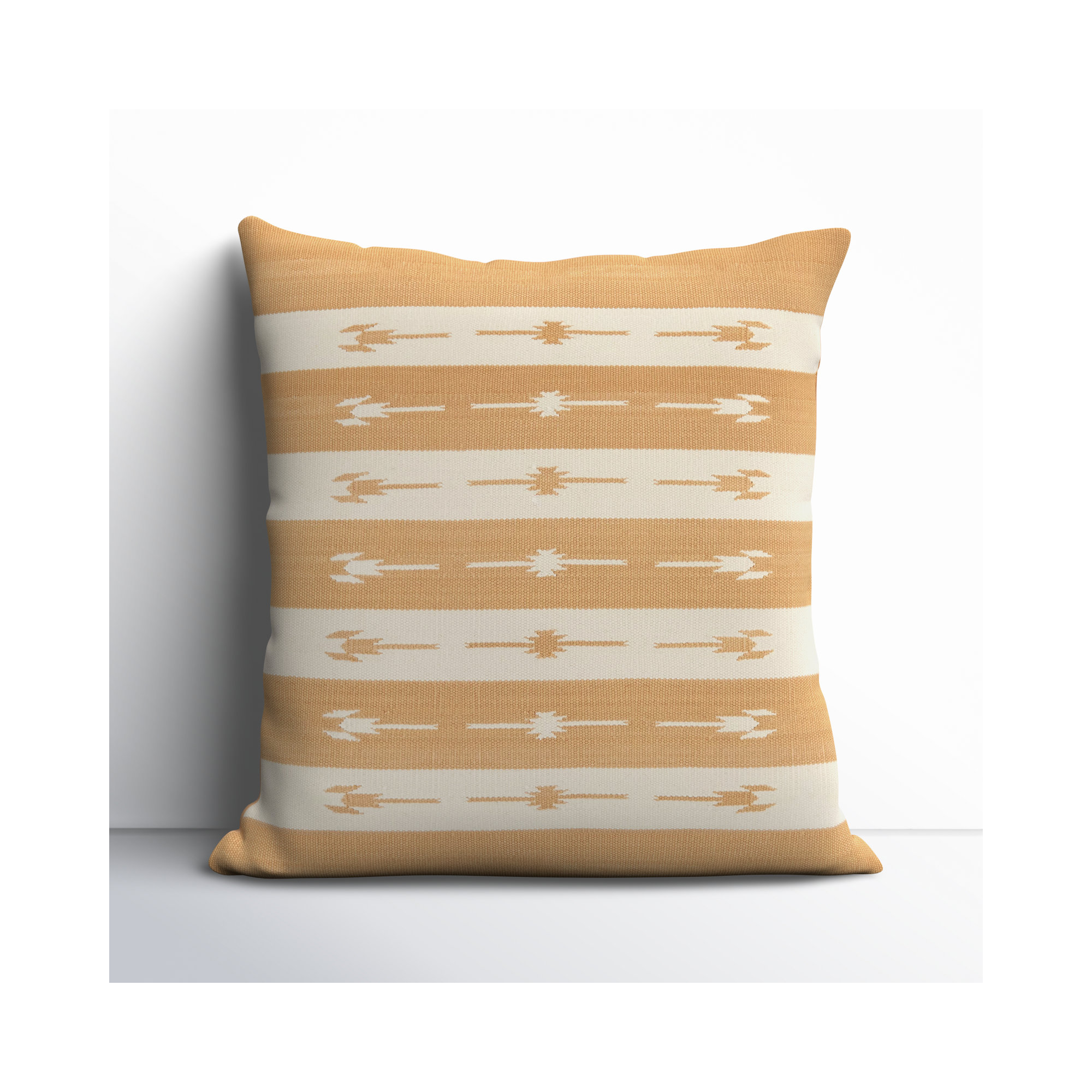 Estela Striped Cotton Throw Pillow, Light Tan, Down