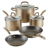 Circulon Premier Professional Hard Anodized Nonstick Cookware Induction Pots And Pans Set, Dishwasher Safe,8 Piece, Bronze
