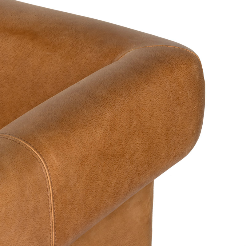 Cairo 90.5" Upholstered Sofa, Palermo Cognac Top Grain Leather