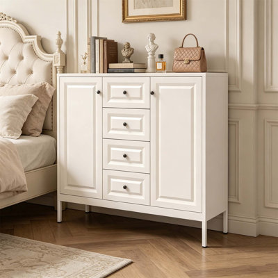 40.16'' Freestanding Storage Sideboard with 4 Drawers & 2 Doors, Adjustable Shelves for Living Room and Kitchen
