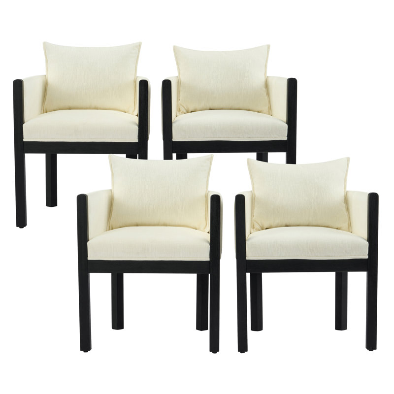 Chaises de salle à manger rembourrées Merlean, Noir, Blanc
