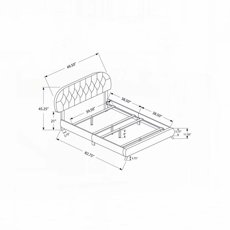 Lit plateforme tapissier en similicuir