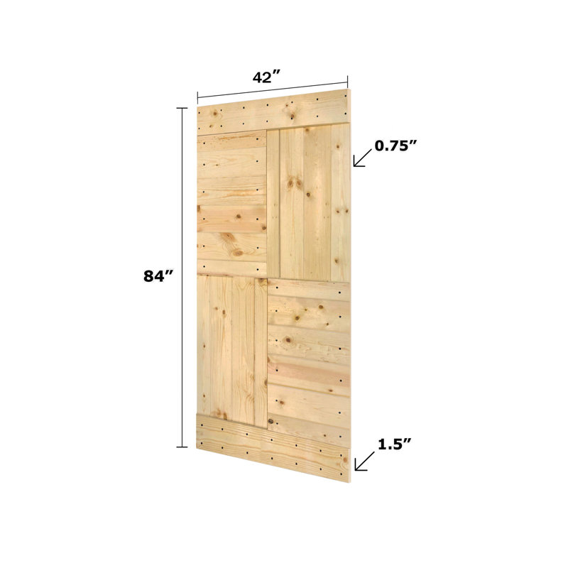 Unfinished Pine Paneled Sliding Barn Door Slab
