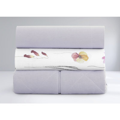 Be Wild 3 Pc Crib Set, Dusty Purple & Flower Print