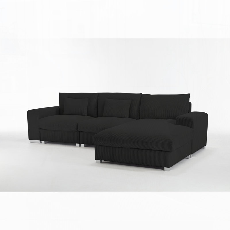 Canapé modulaire en L, Polyester noir