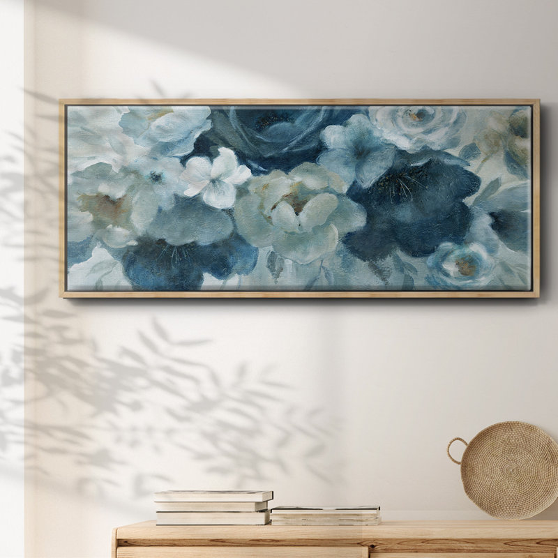 Blue on Blue- Framed Canvas, 8" H x 20" W