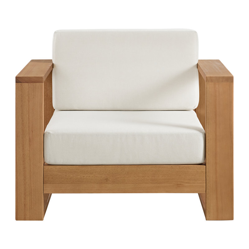 Shay 39" Outdoor Lounge Chair In Oiled Eucalyptus