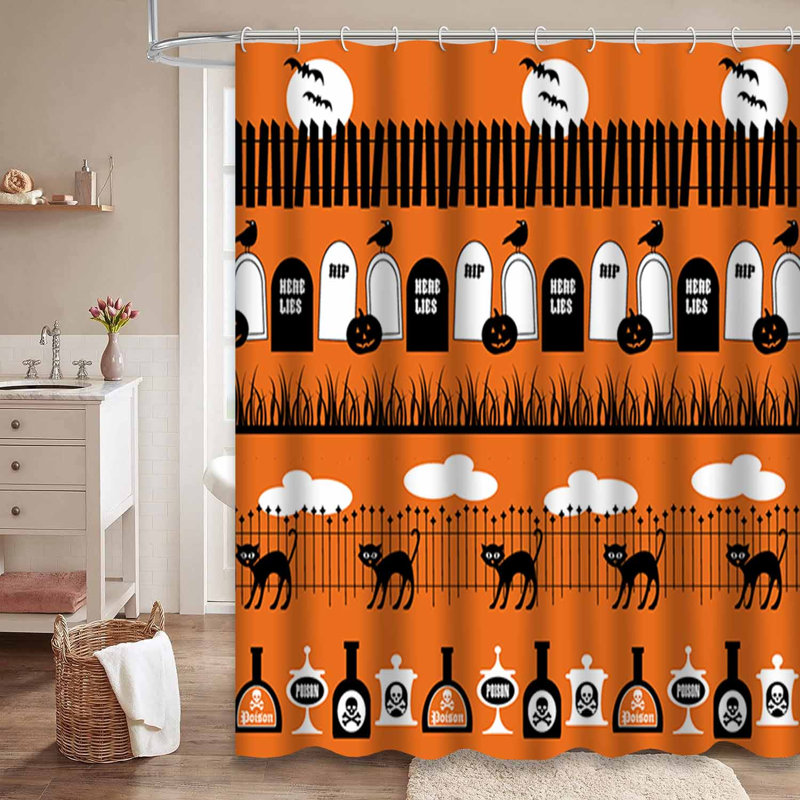 Rideau de douche d'Halloween, L 72 po x l 84 po