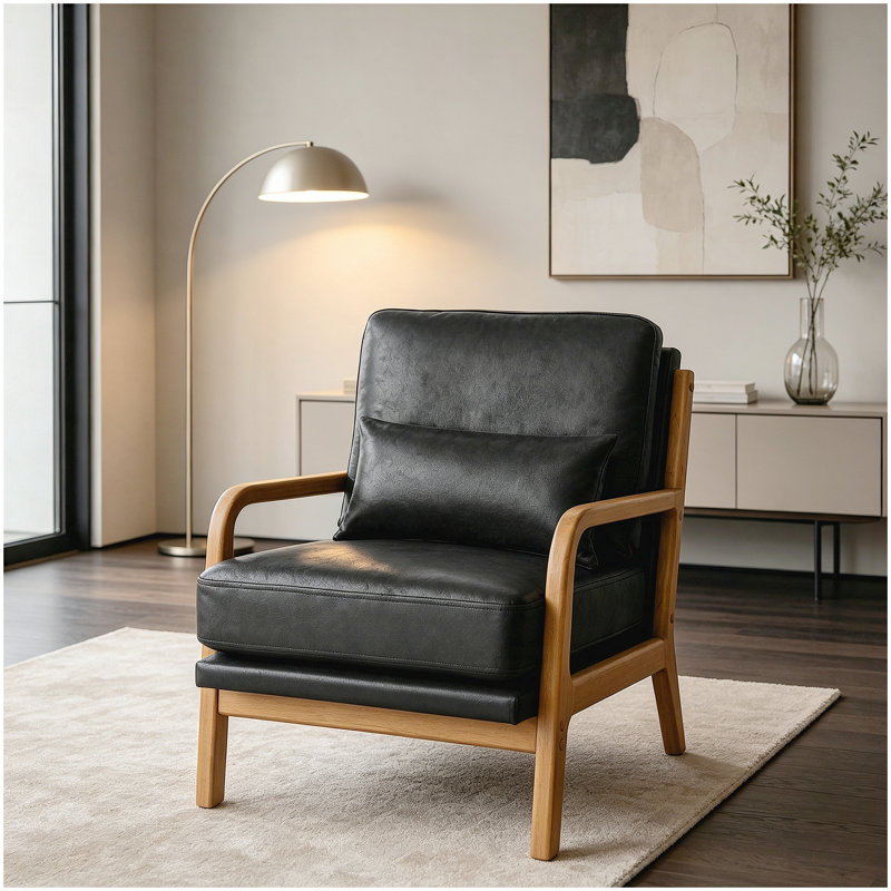 Chaise longue en bois, Black Fabric