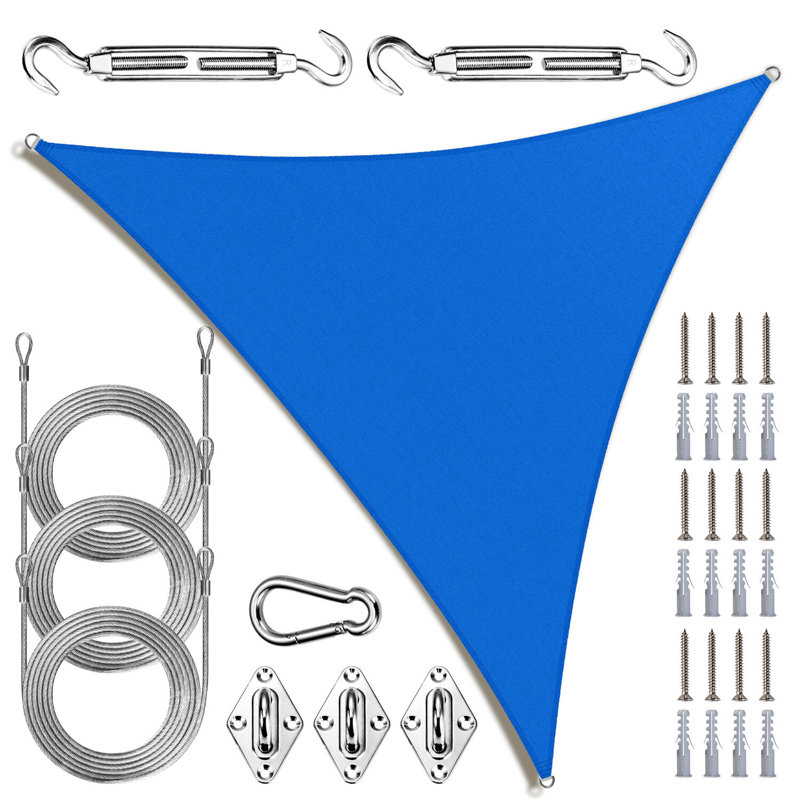 Voile d'ombrage triangulaire Amgo avec trousse de quincaillerie et corde 200 g / m², blocage UV 95%, 18 pi x 18 pi x 18 pi