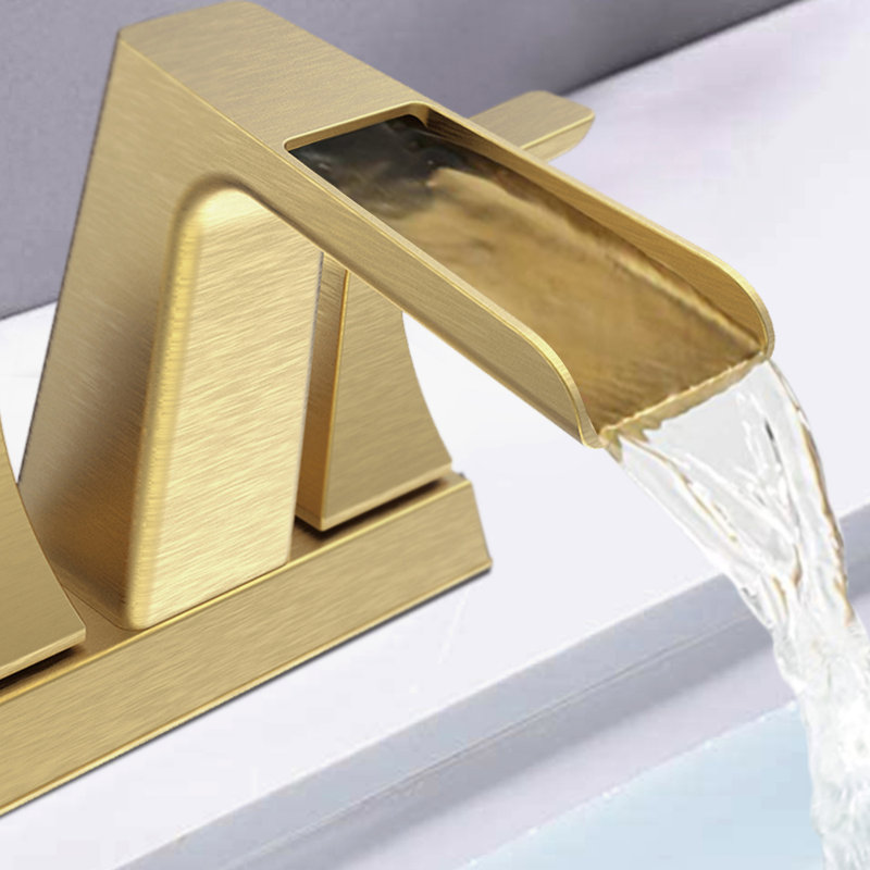 2-handle Bathroom Faucet with Drain Assembly, Brushed Gold