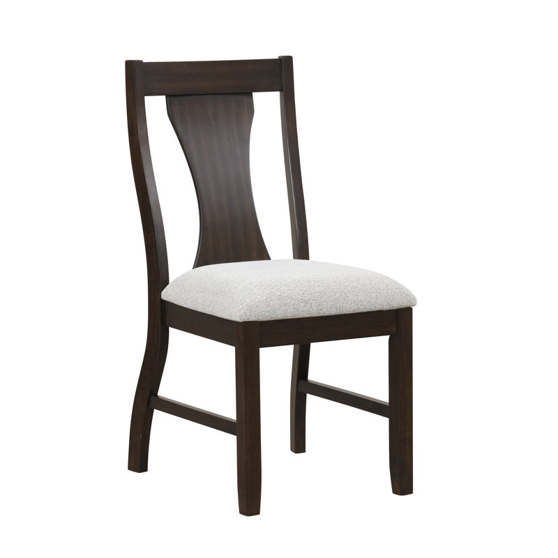 Ensemble de 2 chaises de salle à manger Kiana, coussin en tissu beige, bois brun foncé