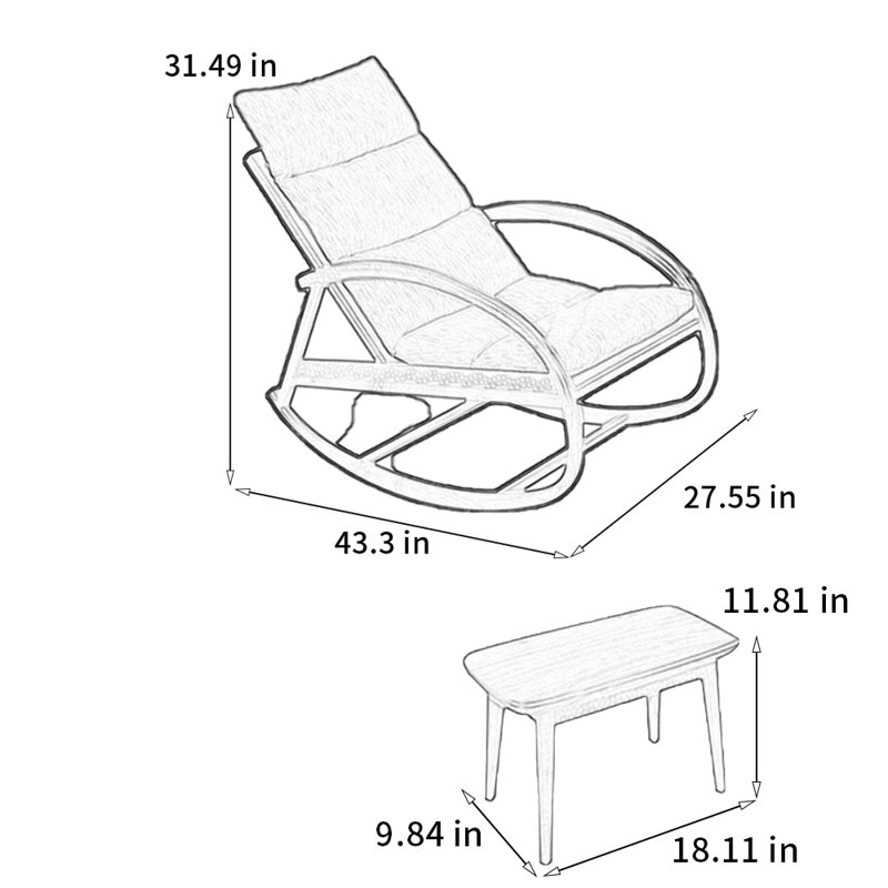 Ergonomic solid wood rocking chair