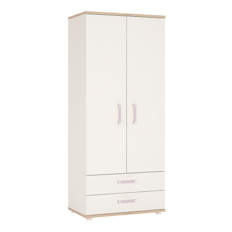 Lica 2 Door Solid Wood Wardrobe, Lilac