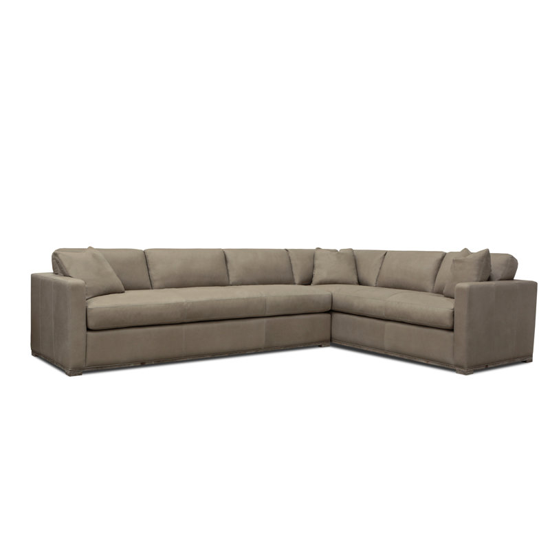 Canapé modulaire de coin en cuir véritable 102 "Malibu, Orienté à droite (vu de face), Cuir véritable neige Verdecca