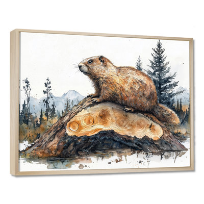 «Canadian Groundhog In Forest Landscape IV», art mural toile de fond