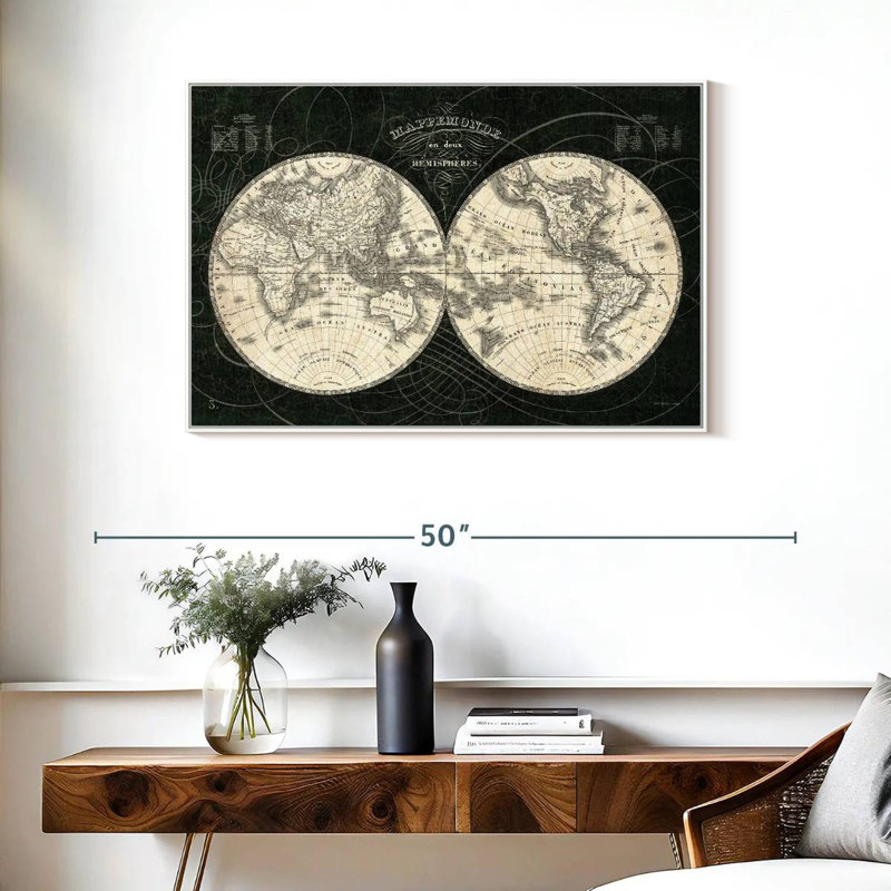 Monde français Licata noir et blanc, Cadre flottant blanc, 31 po x 21 po