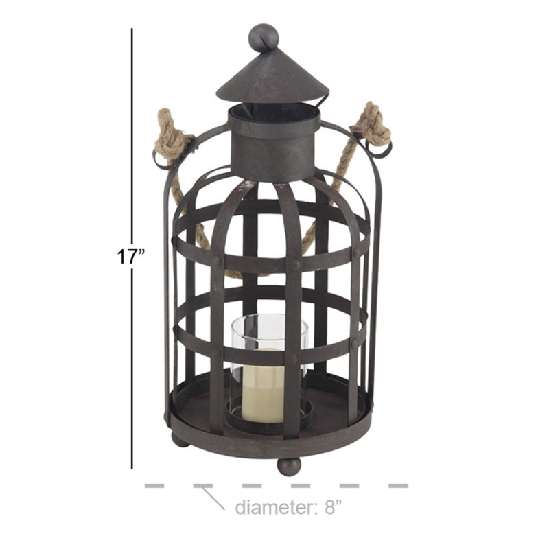 Lanterne industrielle en métal, H 17 po x l 8 po x P 8 po