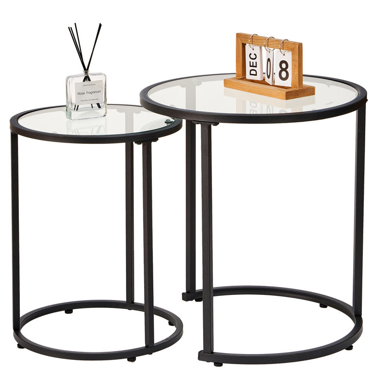 Glass Top Nesting Tables, Black