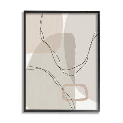 «Abstract Layered Shapes Brown Tan Modern Arrangement», impression sur bois